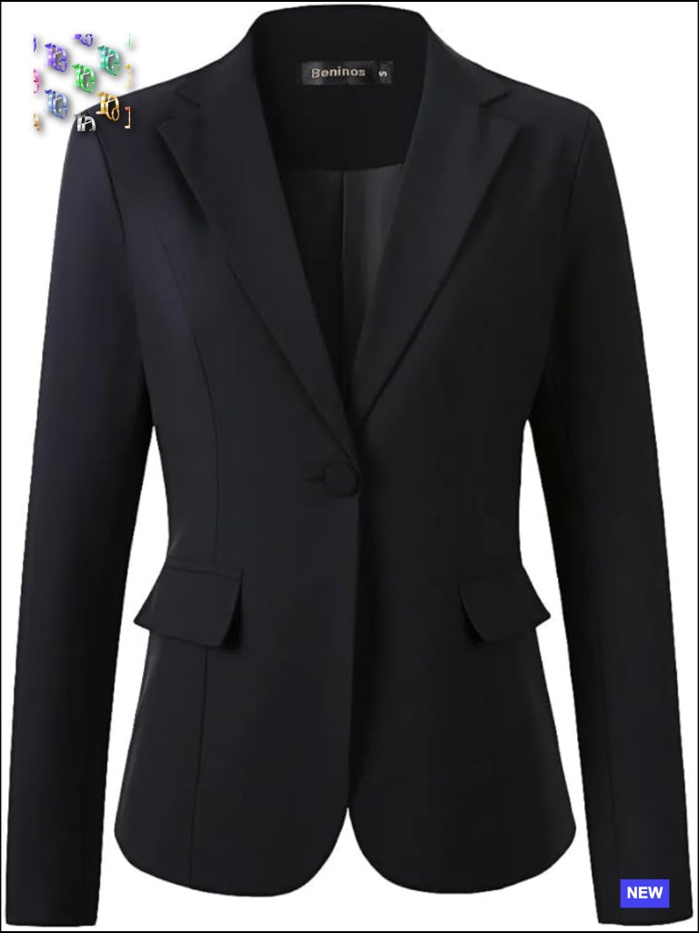 Classic Notch Lapel Blazer Regular Fit Business Casual Office Wear Polyester